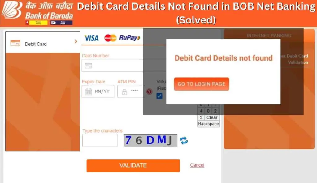 Debit Card Details Not Found in BOB Net Banking (Solved)